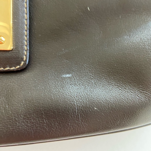 Vintage Y2K Baguette Ralph Lauren Brown Leather Shoulder Bag Double Handle - Picture 4 of 10